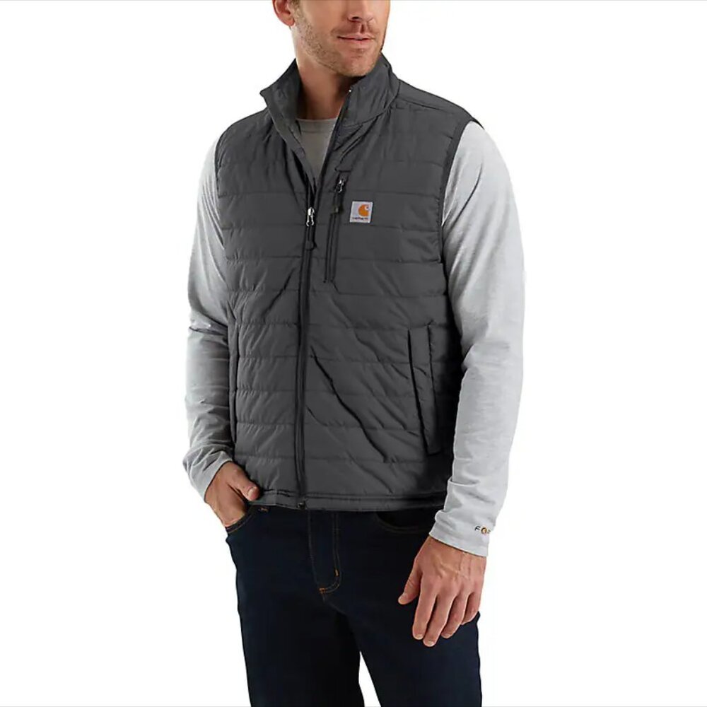 Carhartt Men's Rain Defender Gilliam Insulated Vest Relaxed Fit Grey Medium